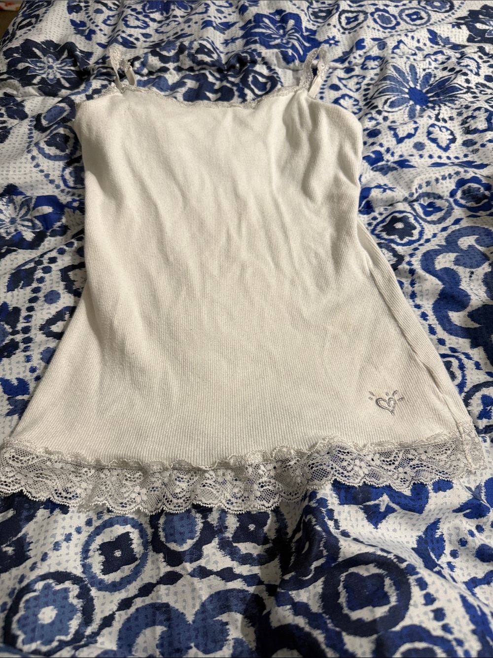 White Lace Trim Camisole Top- Justice